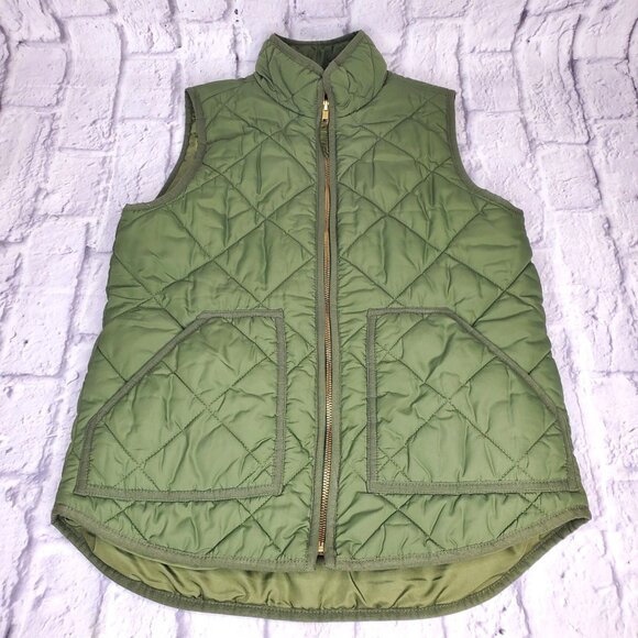 J. Crew Mercantile Jackets & Blazers - J. Crew Mercantile Womens Quilted Puffer Vest Sz XS Olive Green Full Zip VGC